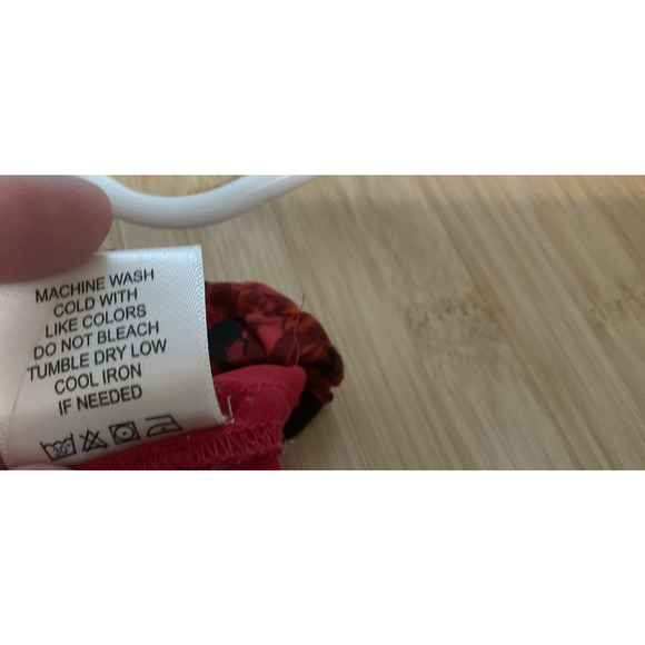 Truth NYC Blouse Womens Small Red Floral Ruffle Long Sleeve Sheer Top Boho Chic - Picture 8 of 8